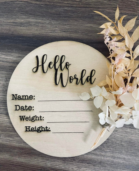 Hello World Dried Flower Plaque